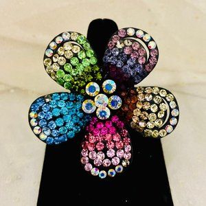 💖 Stretch Ring with Rainbow Flower/R38